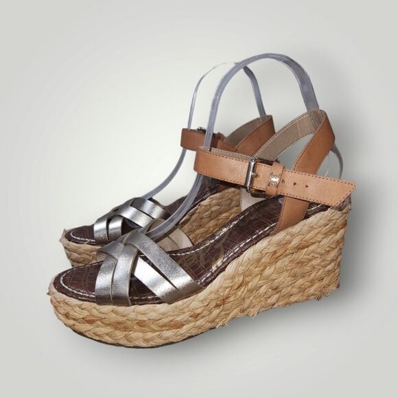 Sam Edelman Womens Size 9 Gold Buff Darline Platform Wedge Sandal - Picture 2 of 15